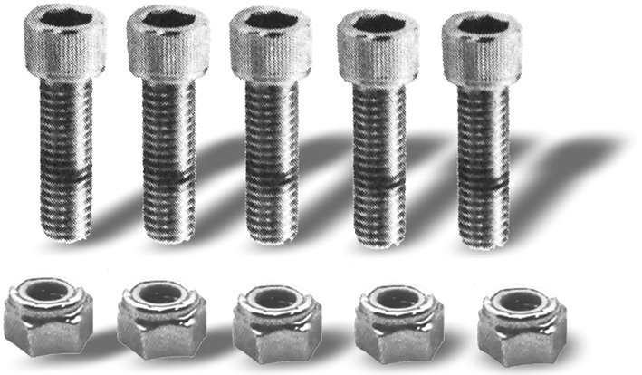 Skruvsats kedjedrev bak, B/T & XL m. ekerhjul/skiva. Insex + muttrar