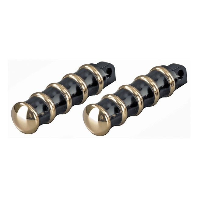 K-Tech, Vintage Rider Foot Pegs. Black & Brass All Trad