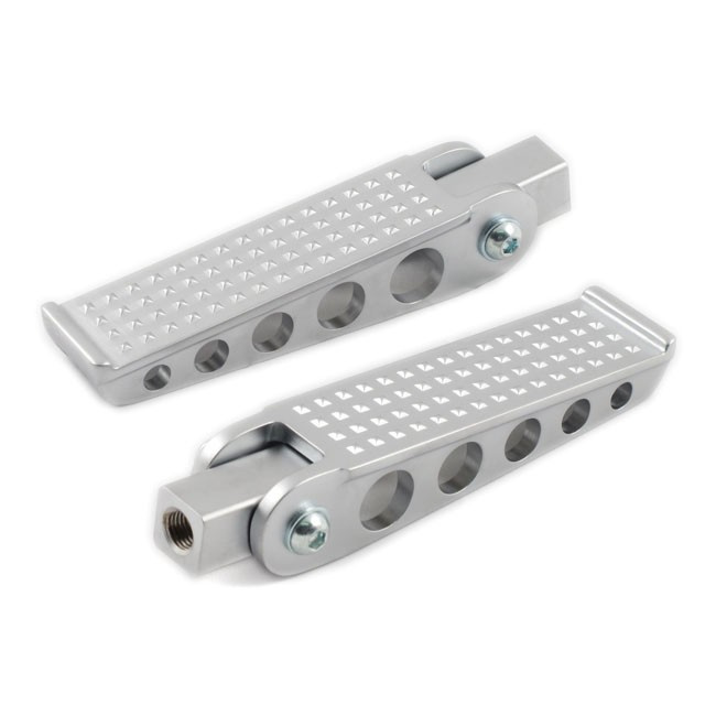 Kustom Tech, Cast Brass Knurled Footpeg Set. Chrome All Traditional H-