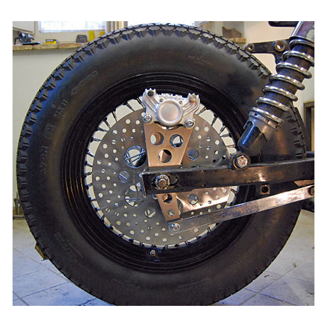 K-Tech Super Freni Rear Caliper Bracket. Raw Swingarm,