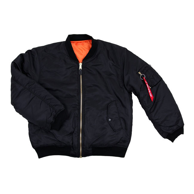 Ma-1 Bomber Flight Jacket Black Size Xl 100% Nylon