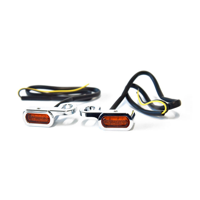 Fastline, Below Bar Led Turn Signal Set. Chrome Hydraulic Clutch: 09-1