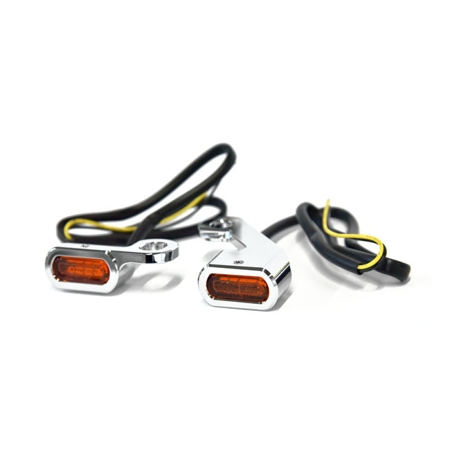 Fastline, Below Bar Led Turn Signal Set. Chrome Mechanical Clutch: 09-