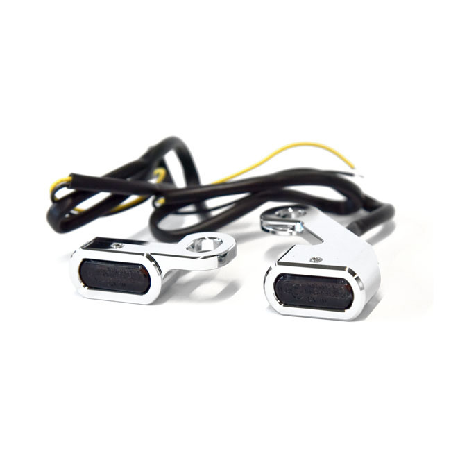 Fastline, Below Bar Led Turn Signal Set. Chrome Mechanical Clutch: 09-