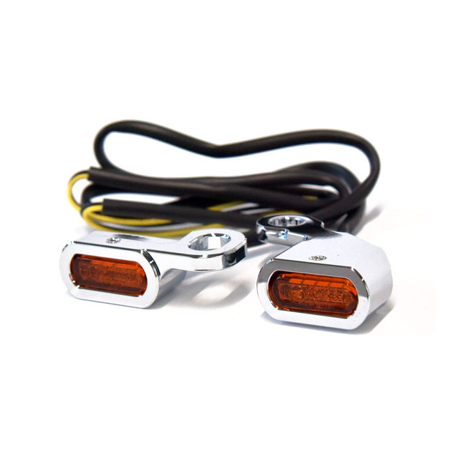 Fastline, Below Bar Led Turn Signal Set. Chrome 00-14 Softail, 99-17 D