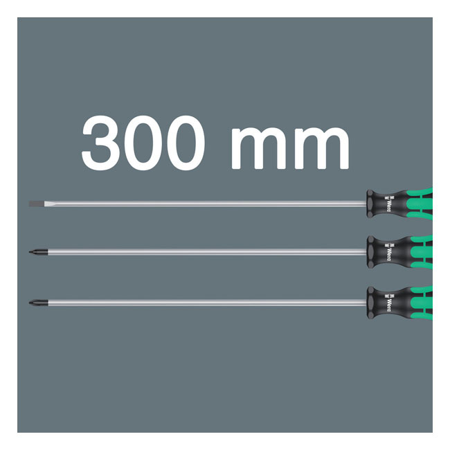 Wera Screwdriver Set 3 Pcs. Kraftform 300 Plus Extra Long Phillips, Po