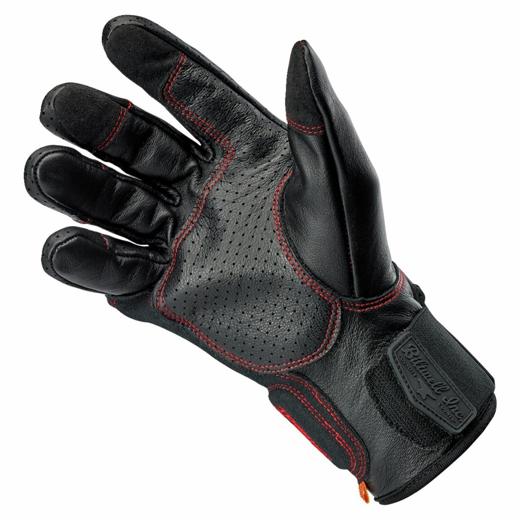 Biltwell Borrego Gloves Black/Redline Ce Appr. Size M The Borrego Glov