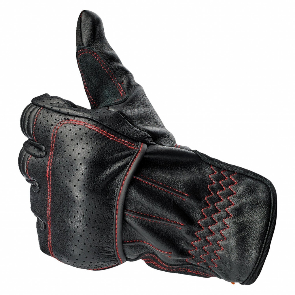 Biltwell Borrego Gloves Black/Redline Ce Appr. Size M The Borrego Glov