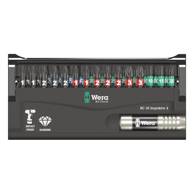 Wera Bit-Check 30 Pcs. Kit Impaktor 2 Phillips, Pozidriv, Torx� Screws