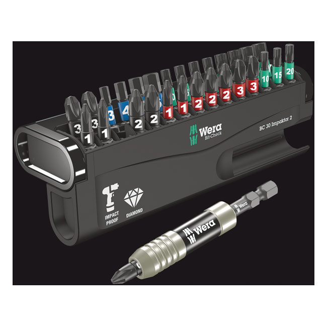 Wera Bit-Check 30 Pcs. Kit Impaktor 2 Phillips, Pozidriv, Torx� Screws