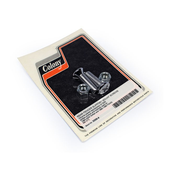 Colony, Rear Fender Support Mount Screw Set. Chrome 84-00 Softail, 80-