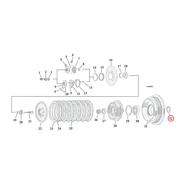 Retaining ring, clutch bearing 90-24 Big Twin 37904-90