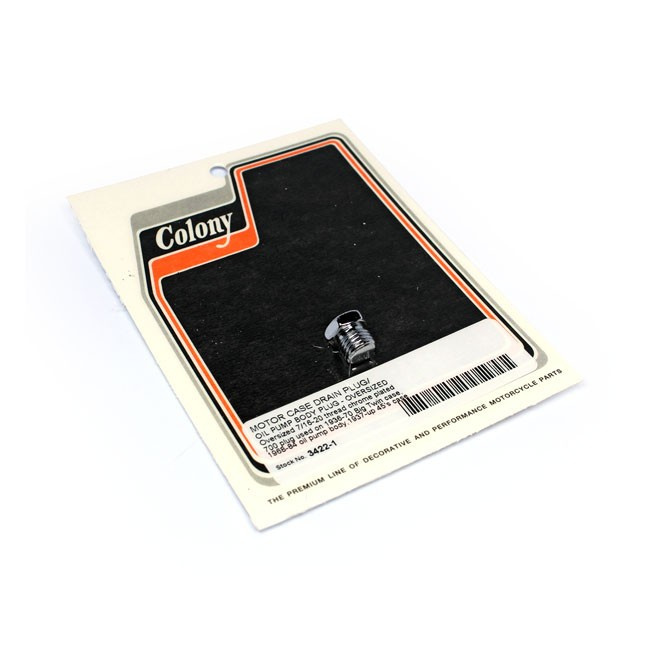 Colony, Oversize Drain Plug. Chrome Crankcase: 36-70 B.T., 37-73 45