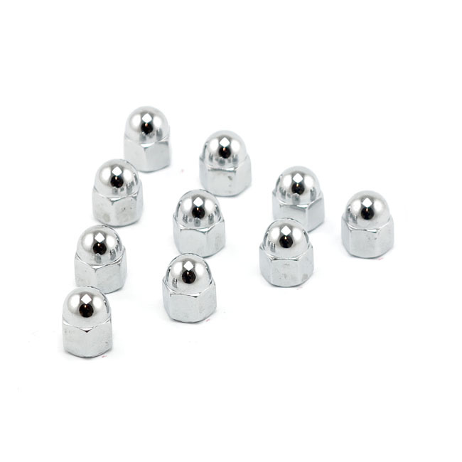 Colony, 1/2-13 Acorn Nuts Chrome. Low Crown