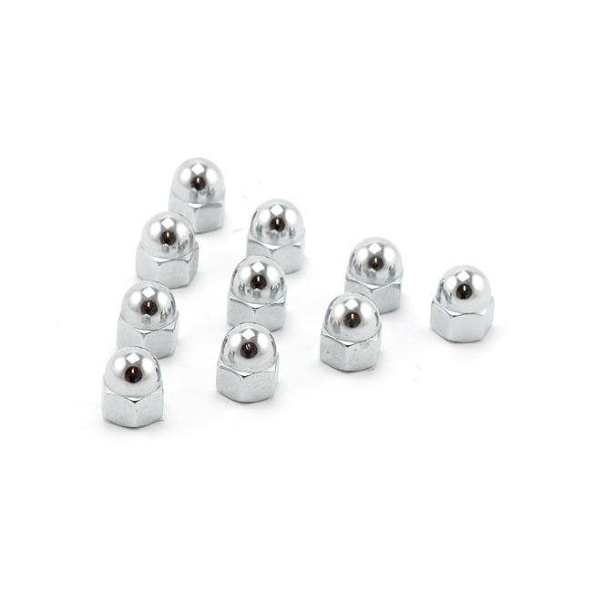 Colony, M8 X 1.25 Acorn Nuts, Chrome. Low Crown