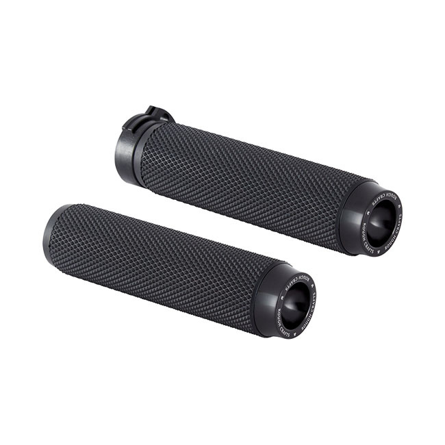 Rough Crafts, Knurled Rubber Handlebar Grips. Black 74-21 H-D With Sin