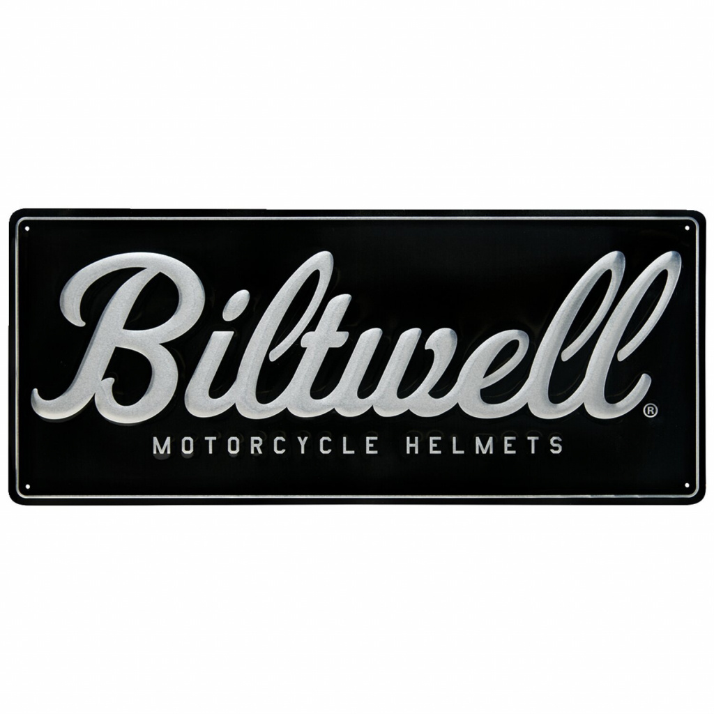 Biltwell Script shop sign black/aluminum 23.5 x 10 (596.9mm x 254mm) I