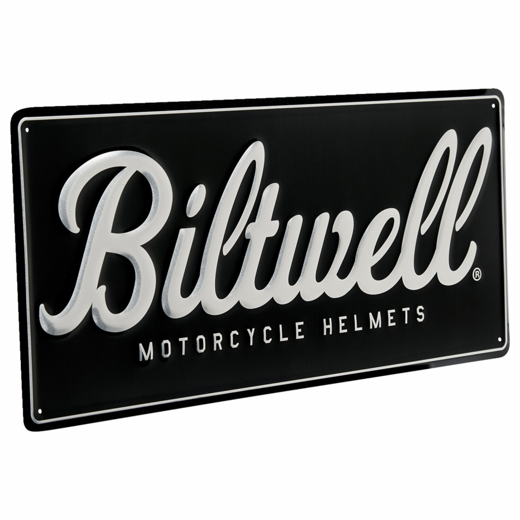 Biltwell Script shop sign black/aluminum 23.5 x 10 (596.9mm x 254mm) I