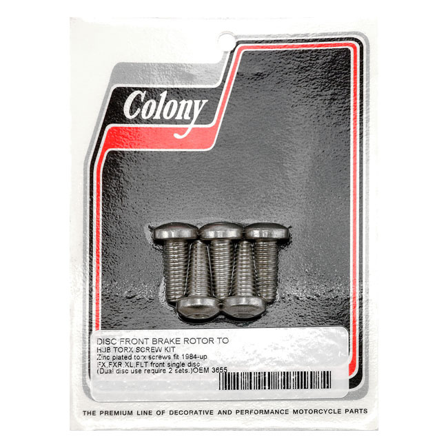 Colony, Front Brake Rotor Bolt Kit. Zinc 84-15Fx, 84-94Fxr, 84-20 Flt/