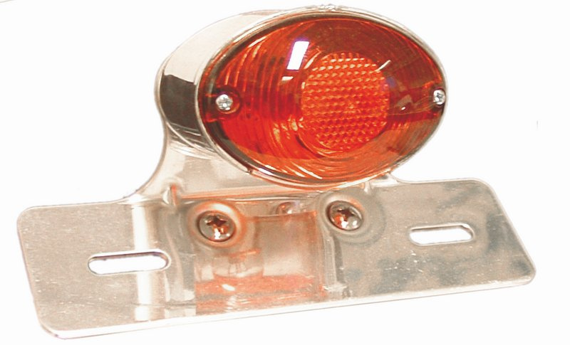 Midi Cateye tail light 12V with aluminum bracket, 85mm wide E-mark