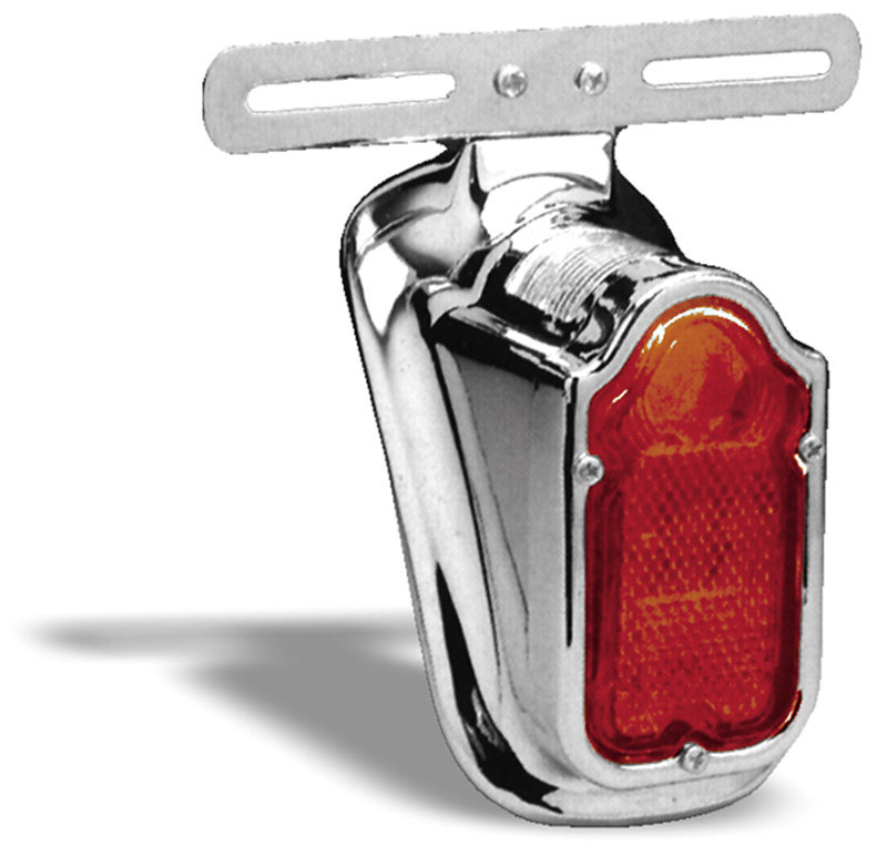 Tombstone tail light FL 47-54, 12V, EU approved, chrome