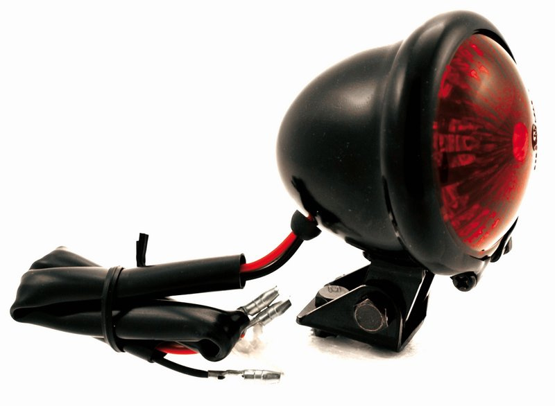 baklampa Bates style LED, r�tt glas m. bromsljus, svart, E-m�rkt