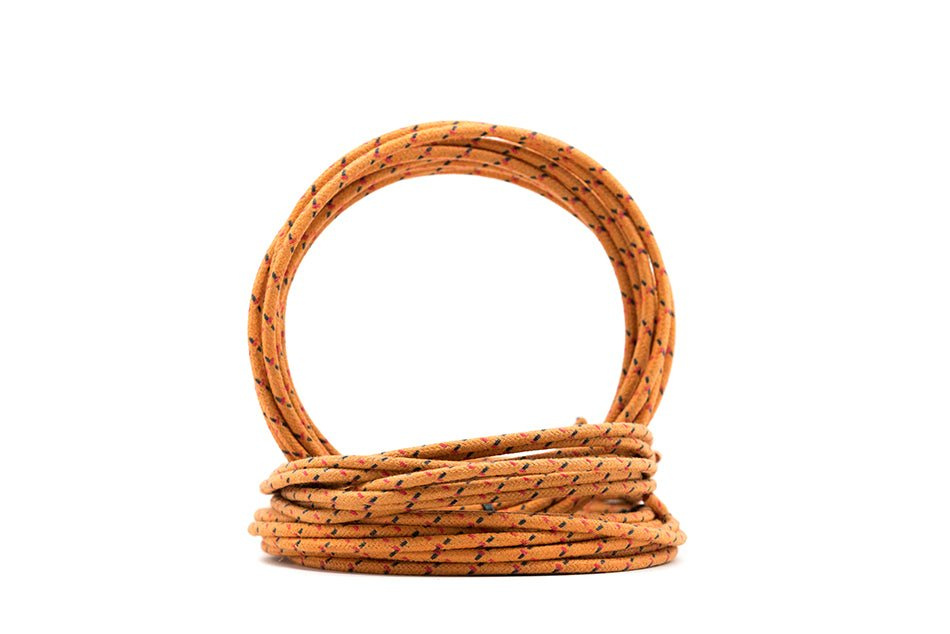 Vintage Cloth Covered 16g Electrical Wire - Orange W/ Black Tracer