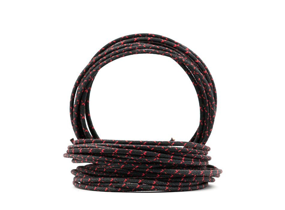 Vintage Cloth Covered 16g Electrical Wire - Black W/ Red Tracer