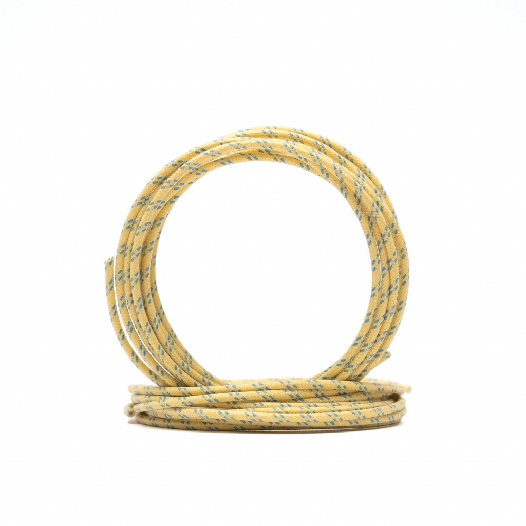 Vintage Cloth Covered 16g Electrical Wire - Yellow w/ Blue Tracer