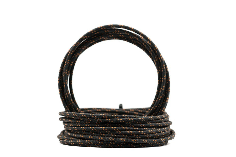 Vintage Cloth Covered 16g Electrical Wire - Black W/ Orange Tracer