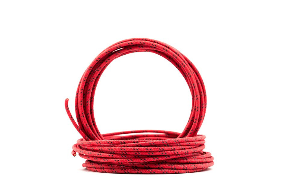 Vintage Cloth Covered 16g Electrical Wire - Red W/ Black Tracer