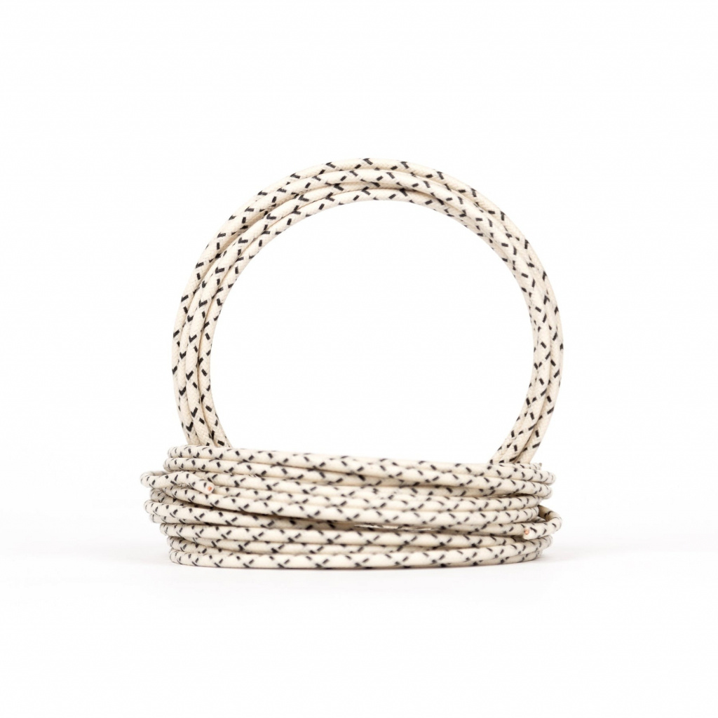 Vintage Cloth Covered 16g Electrical Wire - Black - single white trace