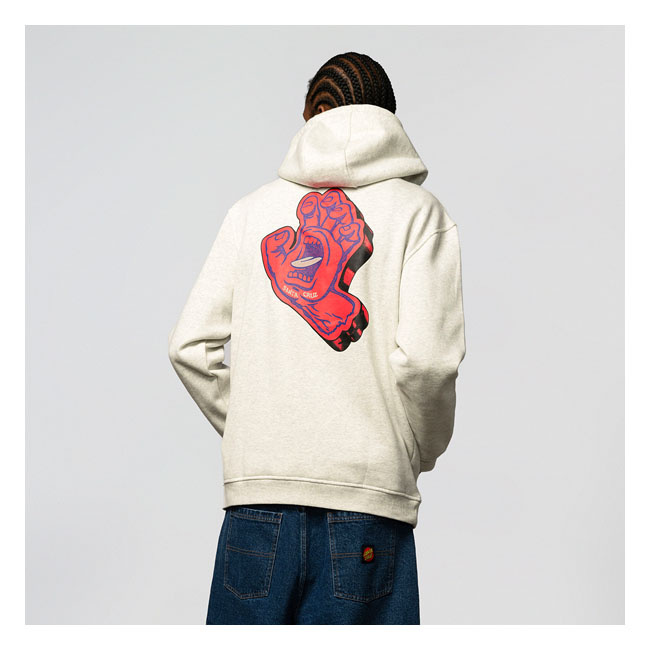 Santa Cruz Screaming Foam Hand Hoodie Athletic Heather Size S Roll Up