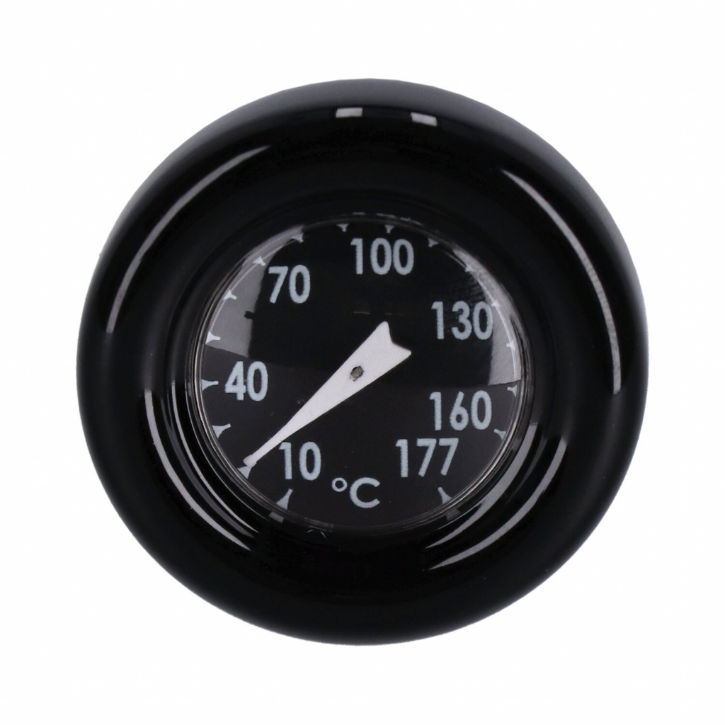 Oil tank dipstick with temperature gauge. Black w/black face