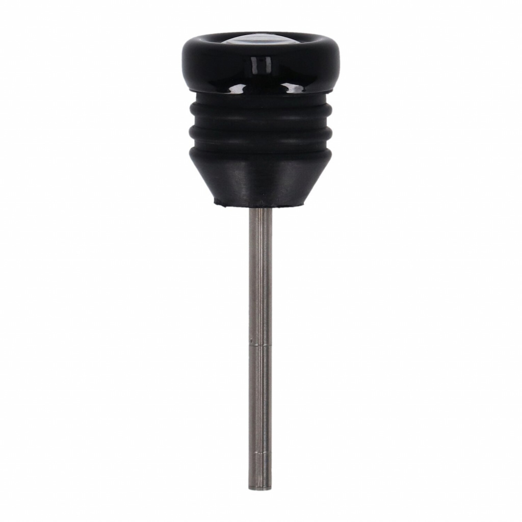 Oil tank dipstick with temperature gauge. Black w/white face