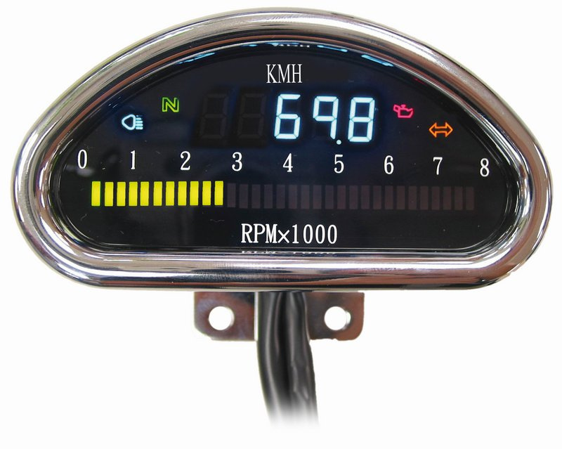 Elektronisk hastighetsm�tare / varvr�knare KMH, kromad