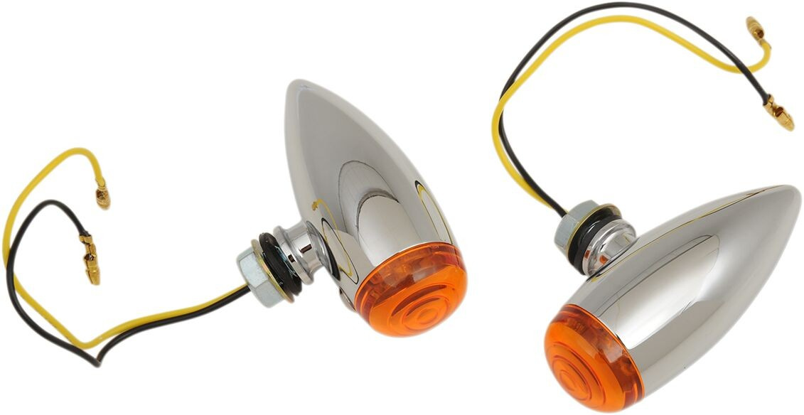 Drag Specialties Bullet Led Marker Light Smooth Amber Lens Chrome Smoo