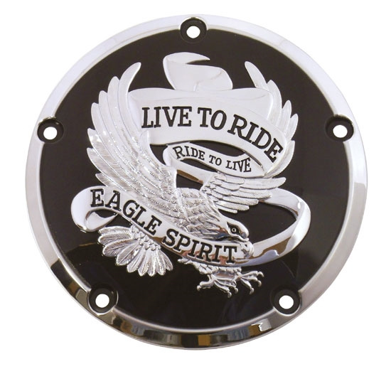 Black Inlay Clutch Cover with Chrome Eagle