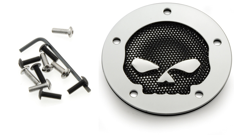 Kromat brytarlock Mesh Skull till Twin Cam 99-upp