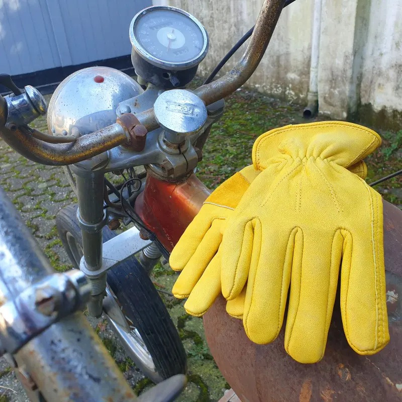 Rider Gloves -M- Cowhide Leather classic yellow