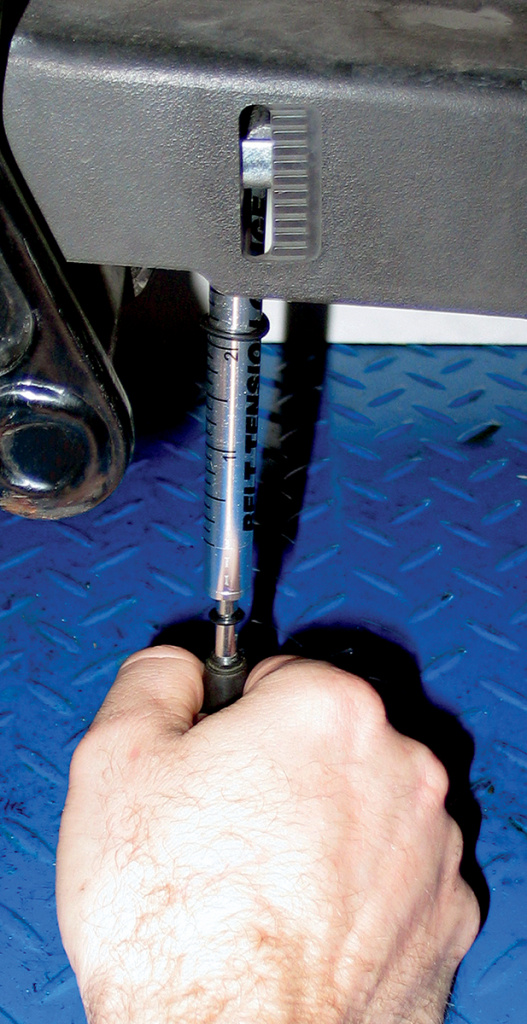 M�tverktyg beltsp�nning. F�r kontroll av sekund�r belt