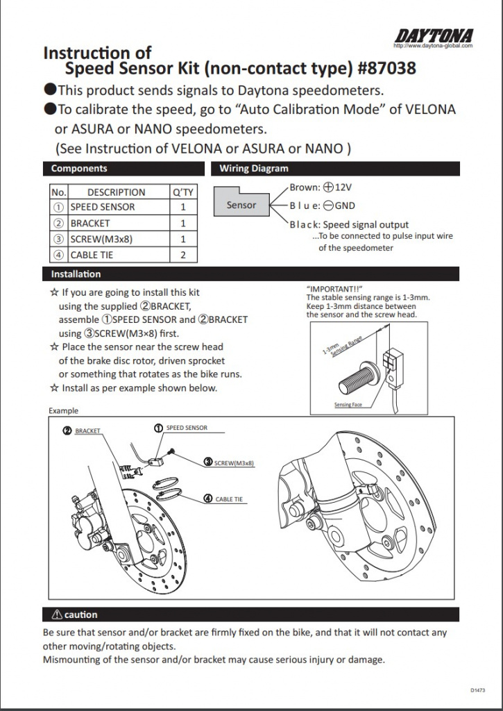 Active Sensor For Velona And Asura Speedometers Fits:   Asura Speedome