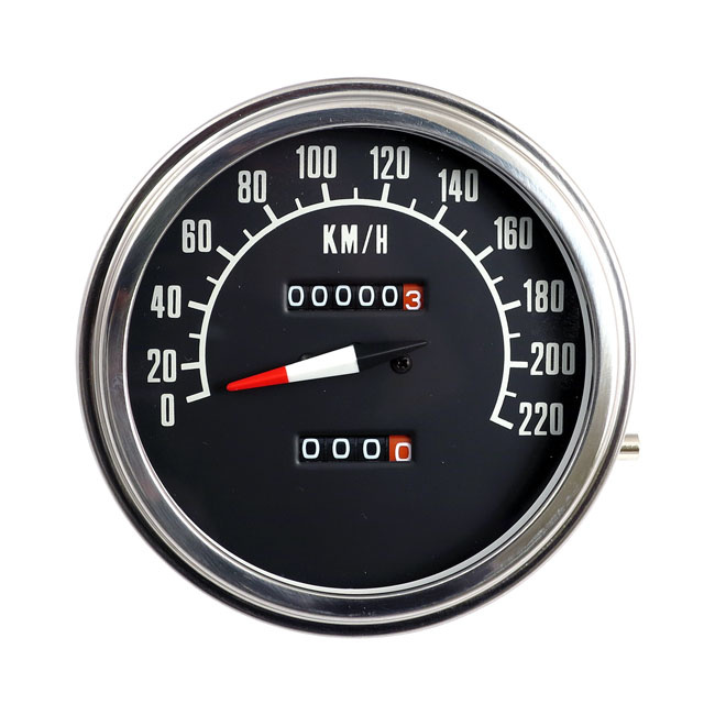 Fl Speedometer, '74-84 Face', Black. 1:1 Kmh