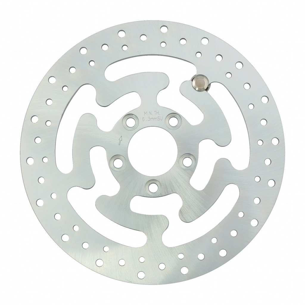 Brake rotor rear, drilled. Zinc plated steel Rear: 08-25 FLT/Touring