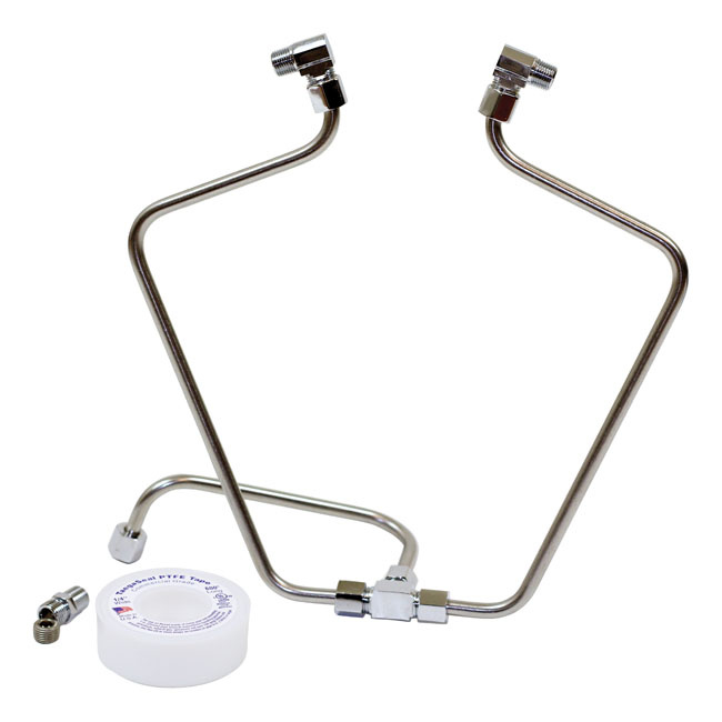 Paughco, 'Old Stf' Dual Rocker Box Oil Lines. Stainless 66-84 Shovelhe