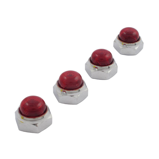 Rocker Shaft End Nut Set, Red Plastic Inserts 66-84 Shovelhead, 57-85