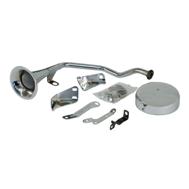 Early Style Trumpet Horn Kit. 12-Volt. Chrome 84-99 Evo Softail