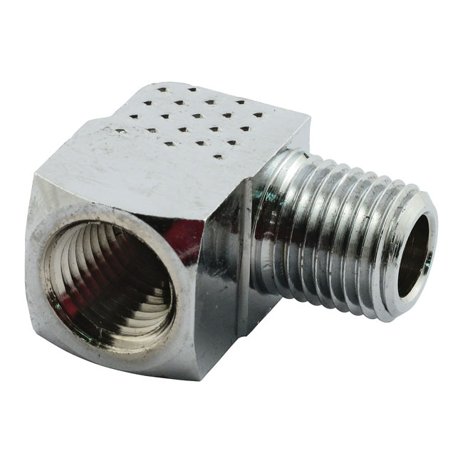 Oil Fitting Adapter, 90 Degree. Chrome