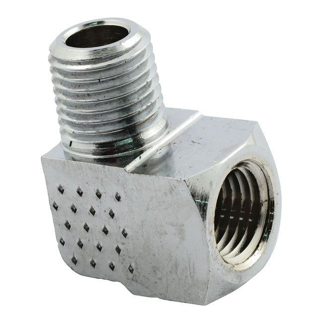 Oil Fitting Adapter, 90 Degree. Chrome