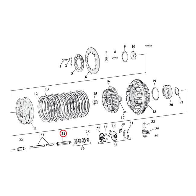 Pushrod End Clutch, Right Side L84-86 4-Sp B.T., L84-90 5-Sp B.T.